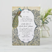 Invitation Mariage motif oiseau de l'amour moutarde et bleu m (Debout devant)