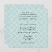 Invitation Mariage Motif Quatrefoil bleu et blanc (Devant / Derrière)