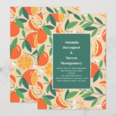 Invitation Mariage Motif rétro de fruits d'agrumes orange (Devant / Derrière)