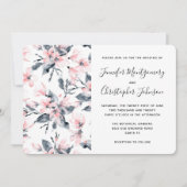 Invitation Mariage Motif rose et gris Floral (Devant)