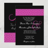 Invitation Mariage Motif rose et noir (Devant / Derrière)