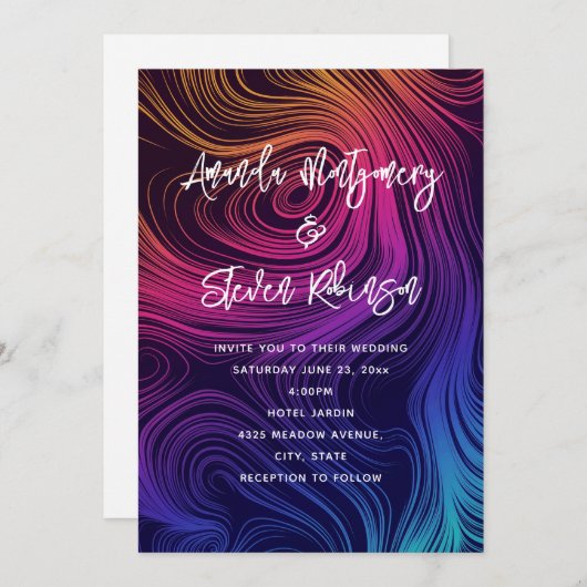 Invitation Mariage Motif super Abstrait des tourbillons et ce (Devant / Derrière)