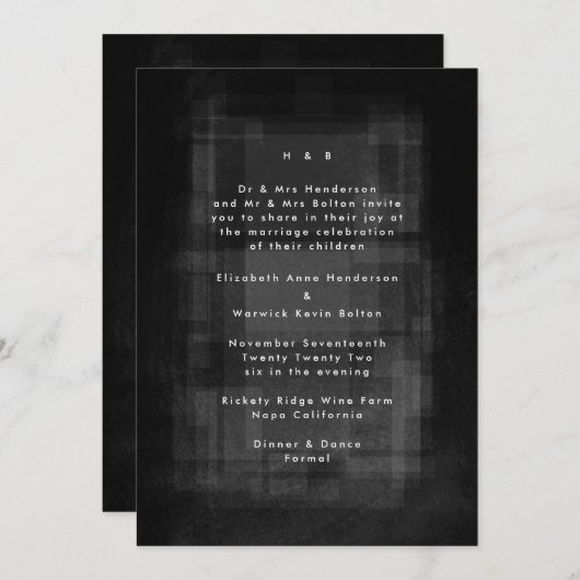 Invitation Mariage Motif texturé Unisex moderne (Devant / Derrière)