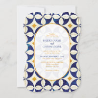 Mariage Motif vintage bleu et jaune portugais