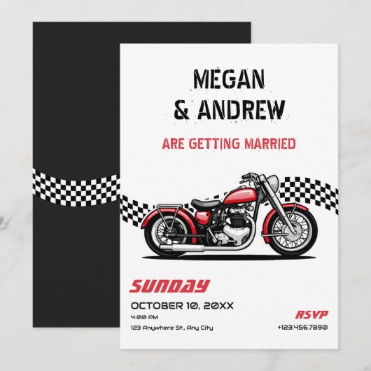 Invitation Mariage moto classique (Devant / Derrière)