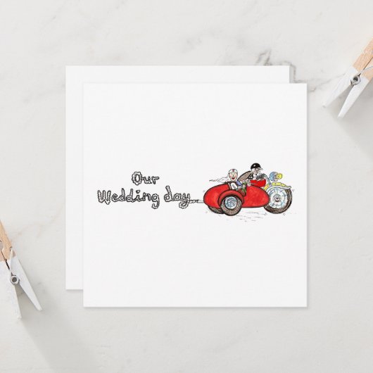Invitation Mariage moto et side-car (Devant/Arrière en situation)