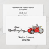 Invitation Mariage moto et side-car (Devant / Derrière)