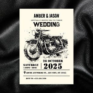 Invitation Mariage moto vintage Retro