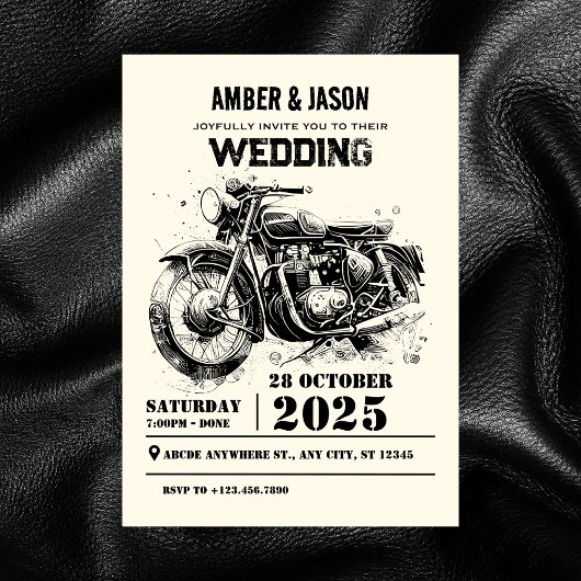 Invitation Mariage moto vintage Retro