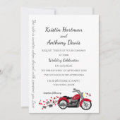 Invitation Mariage Motocyclette et Cœurs (Devant)