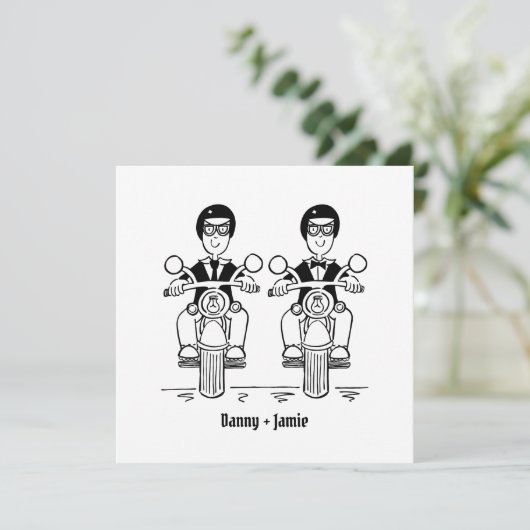 Invitation Mariage motocyclette Grooms (Debout devant)