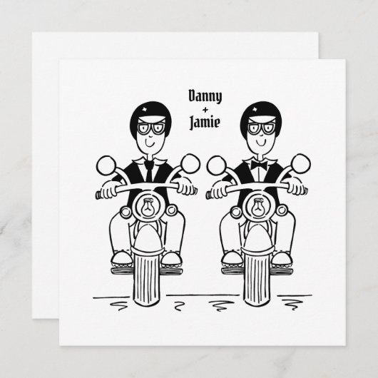 Invitation Mariage motocyclette Grooms (Devant / Derrière)