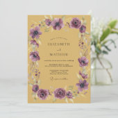 Invitation Mariage Moutarde Améthyste Anémone (Debout devant)