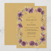 Invitation Mariage Moutarde Améthyste Anémone (Devant / Derrière)