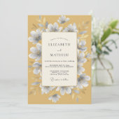Invitation Mariage Moutarde Argent Blossom (Debout devant)