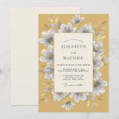 Invitation Mariage Moutarde Argent Blossom (Devant / Derrière)