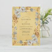 Invitation Mariage Moutarde Azur Ranunculus Eucalyptus (Debout devant)