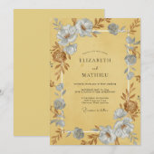 Invitation Mariage Moutarde Azur Ranunculus Eucalyptus (Devant / Derrière)