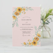 Invitation Mariage Moutarde Coquelicot Rouge (Debout devant)