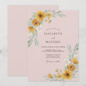Invitation Mariage Moutarde Coquelicot Rouge (Devant / Derrière)