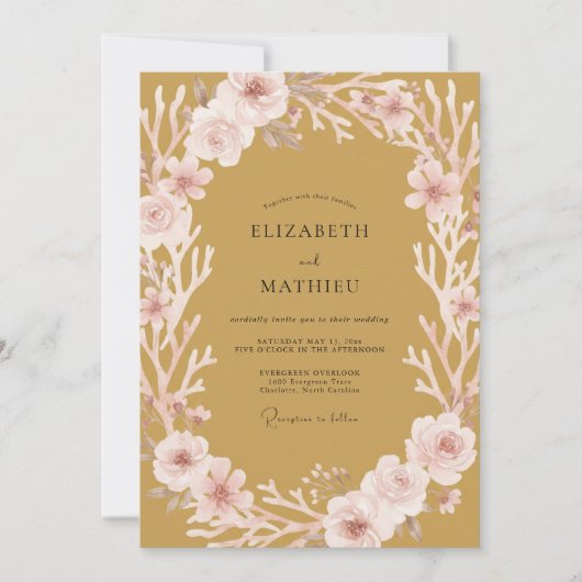 Invitation Mariage Moutarde Douce Floraison (Devant)