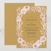 Invitation Mariage Moutarde Douce Floraison (Devant / Derrière)