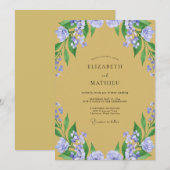 Invitation Mariage Moutarde Fleur de Lilas (Devant / Derrière)