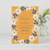 Invitation Mariage Moutarde Indigo Vigne (Debout devant)