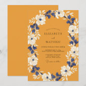 Invitation Mariage Moutarde Indigo Vigne (Devant / Derrière)