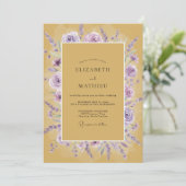 Invitation Mariage Moutarde Lilas Rose (Debout devant)