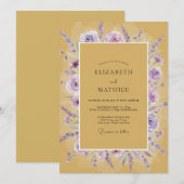 Invitation Mariage Moutarde Lilas Rose (Devant / Derrière)