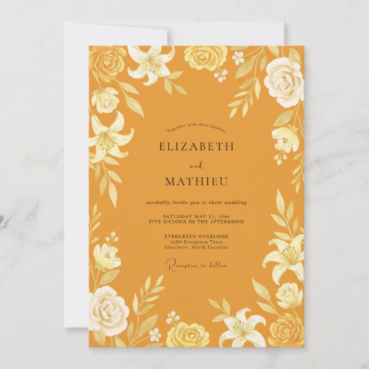 Invitation Mariage Moutarde Lily Dorée (Devant)