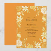 Invitation Mariage Moutarde Lily Dorée (Devant / Derrière)