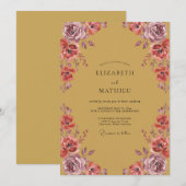 Invitation Mariage Moutarde Mauve Ranunculus Eucalyptus (Devant / Derrière)