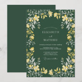 Invitation Mariage Moutarde Olive Jasmin Eucalyptus (Devant / Derrière)