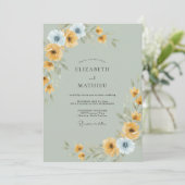Invitation Mariage Moutarde Pervenche Ranunculus Eucalyptus (Debout devant)