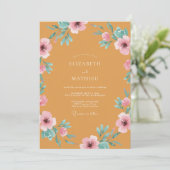 Invitation Mariage Moutarde Rose Coquelicot (Debout devant)