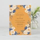 Invitation Mariage Moutarde Rose Navy (Debout devant)