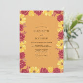 Invitation Mariage Moutarde Rouge Ranunculus Eucalyptus (Debout devant)