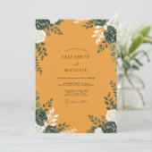 Invitation Mariage Moutarde Tilleul Feuillage Gris Eucalyptus (Debout devant)