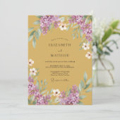 Invitation Mariage Moutarde Violet Lilas Eucalyptus (Debout devant)