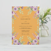Invitation Mariage Moutarde Violet Ranunculus Eucalyptus (Debout devant)