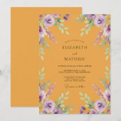 Invitation Mariage Moutarde Violet Ranunculus Eucalyptus (Devant / Derrière)