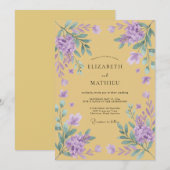 Invitation Mariage Moutarde Violet Wisteria (Devant / Derrière)