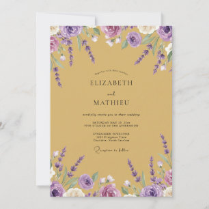 Invitation Mariage Moutarde Violet Wisteria Côté Mer