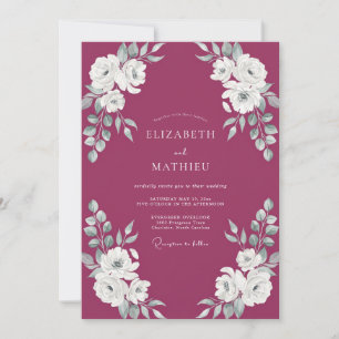Invitation Mariage Mulberry White Petal