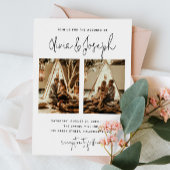 Invitation Mariage multi-photo simple noir et blanc propre