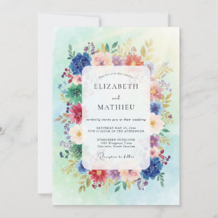 Invitation Mariage Multicolore de Fleurs Sauvages
