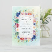 Invitation Mariage Multicolore de Fleurs Sauvages (Debout devant)