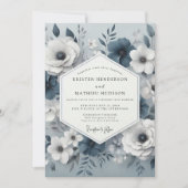 Invitation Mariage Murmure Floral Bleu Ardoise (Devant)